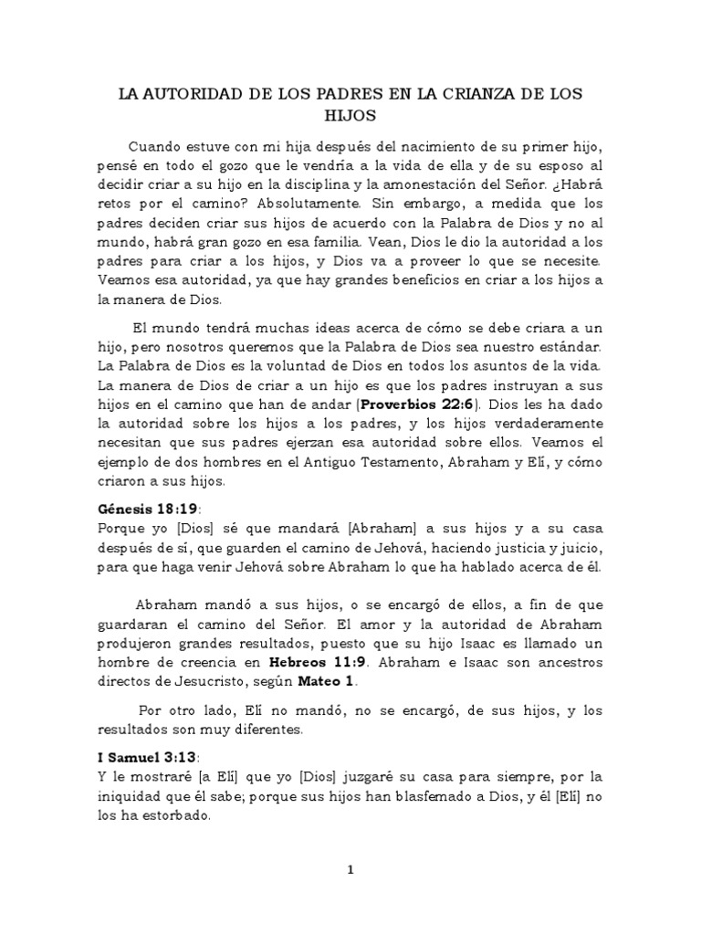 La Autoridad de Los Padres en La Crianza de Los Hijos | PDF | Abrahán ...