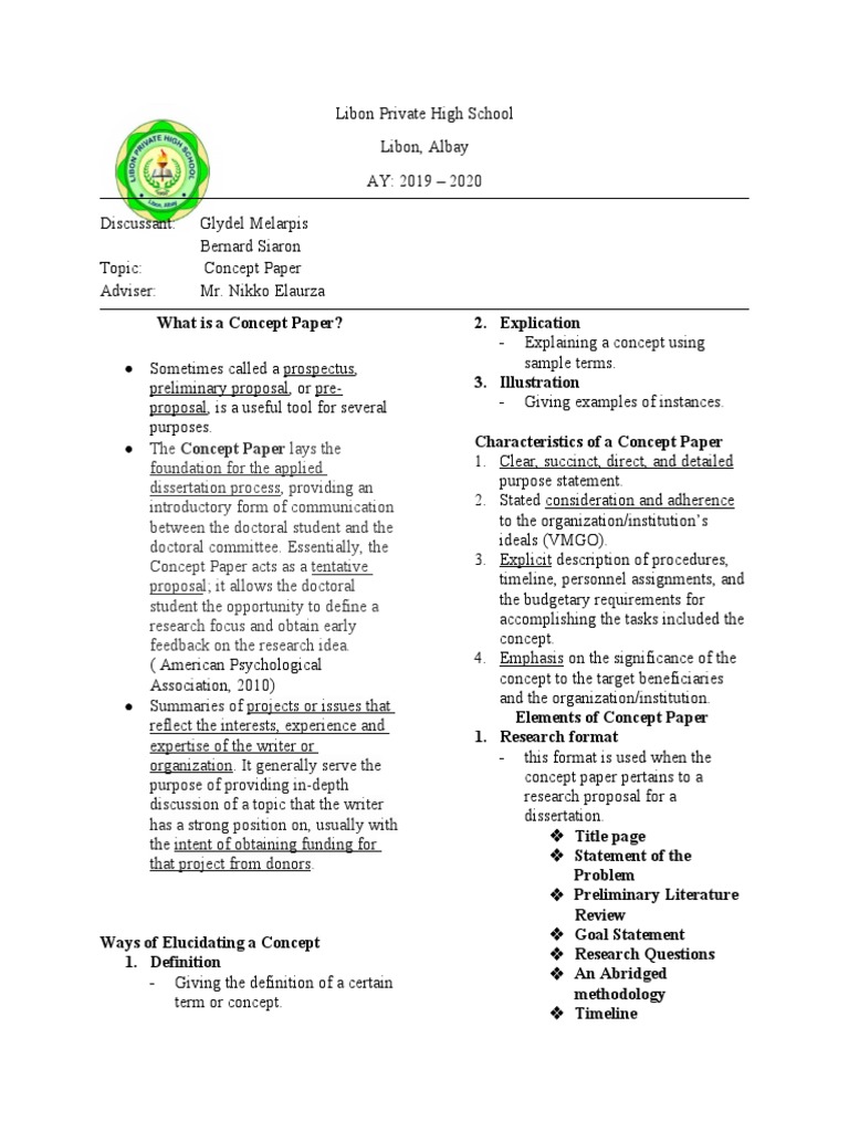 Concept PAper Handouts PDF Thesis Concept