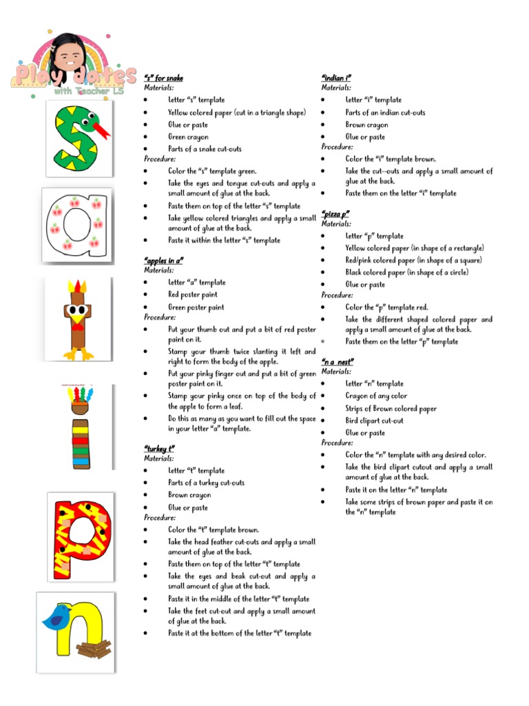 Jolly Phonics Arts and Craft Template | PDF