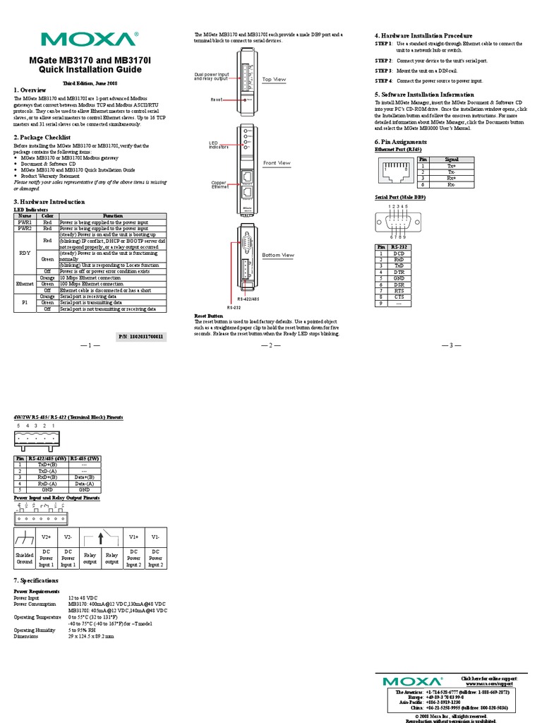 Mgate Mb3170 And Mb3170I Quick Installation Guide