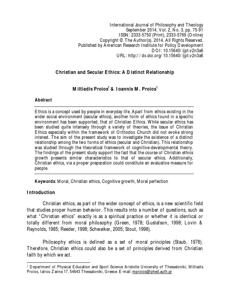 Christian and Secular Ethics PDF Autonomy Christian Ethics