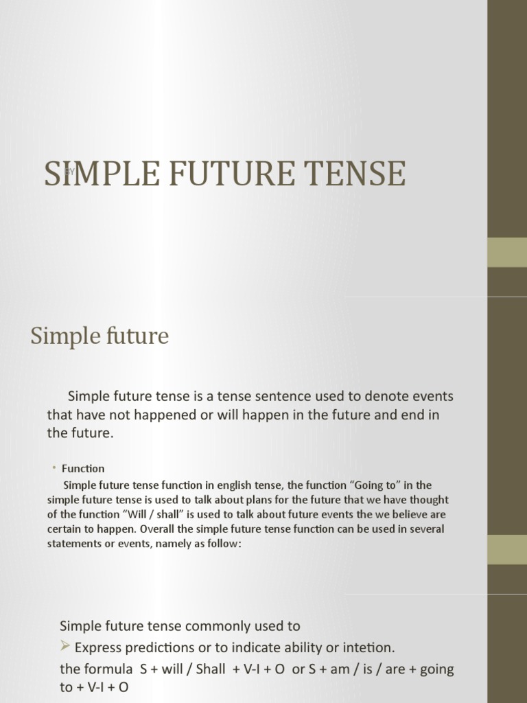 Simple Future Tense Formula Usage Examples Simple Future Tense | Usage