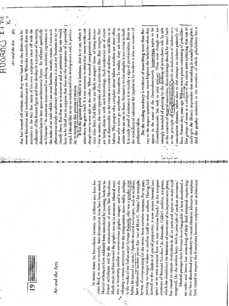 Art and The Arts, Adorno PDF