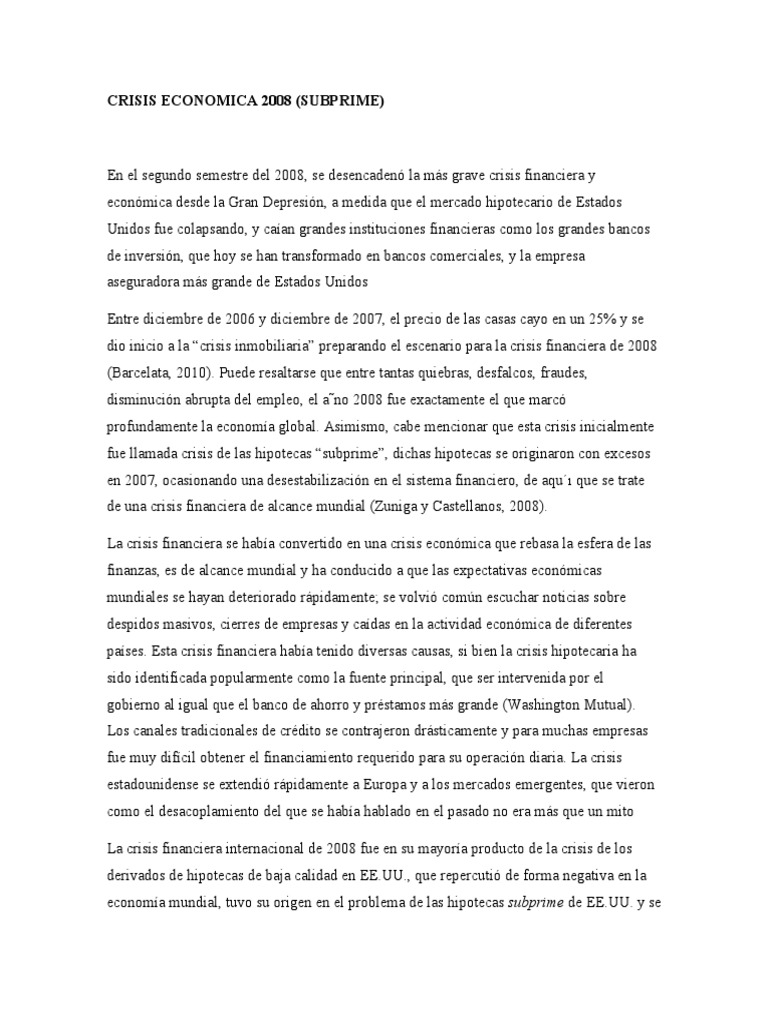 Crisis Economica 2008 PDF Crisis financiera de 20072008 Finanzas