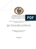 Universidad Técnica de Ambato: Facultad de Contabilidad Y Auditoría Carrera: Contabilidad Y Auditoría