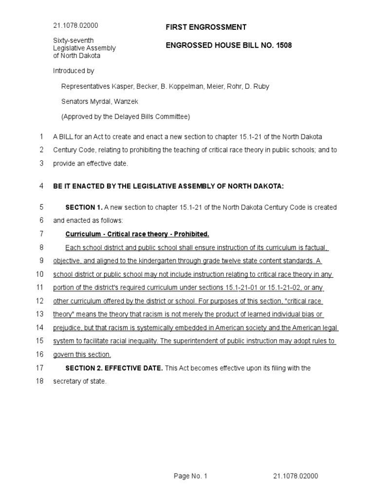 ND critical race theory bill