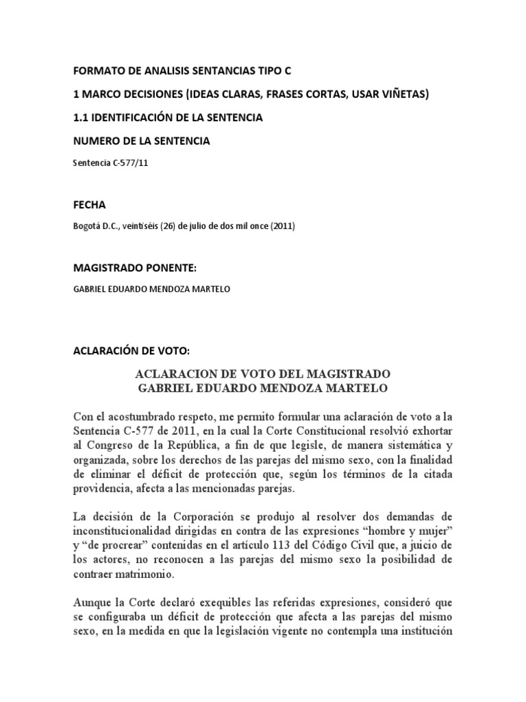 Analisis Sentencia Tipo C | PDF | Matrimonio | Homosexualidad