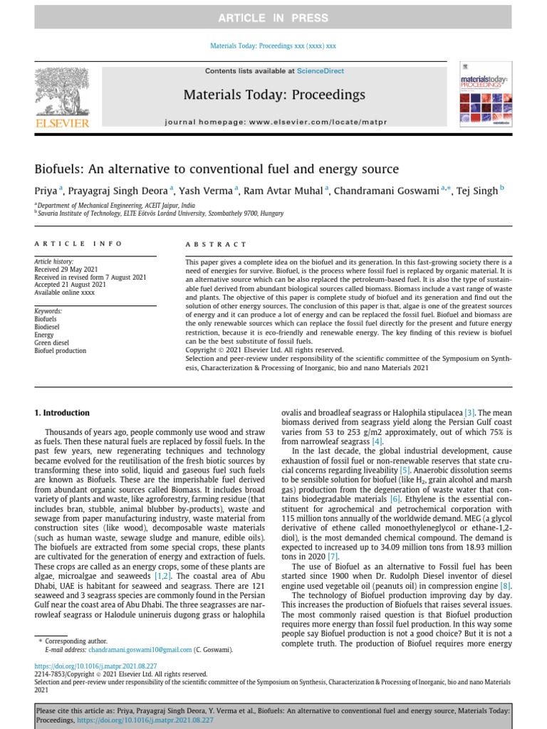 Biofuels An Alternative To Conventional Fuel and Energy Source | PDF ...
