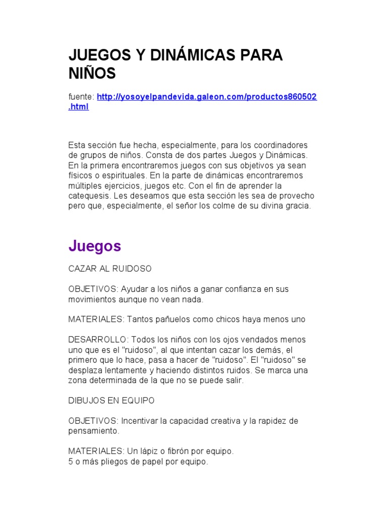 Juegos y Dinamicas para Ninos | PDF | Bautismo | Padrino