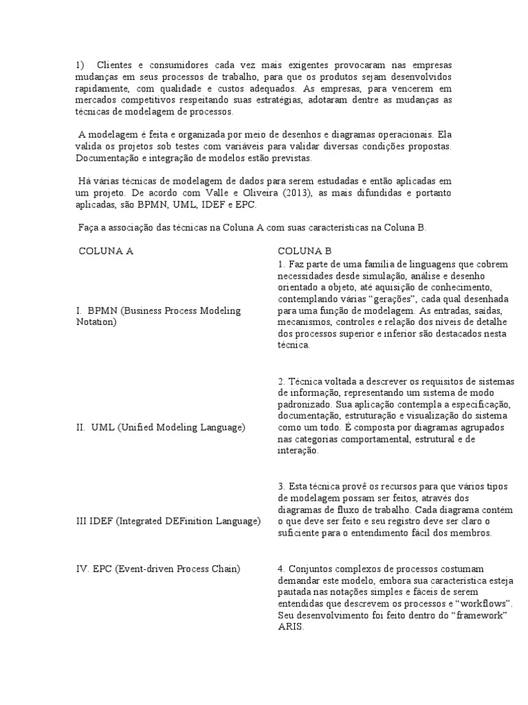 Técnicas de Modelagem de Processos Empresariais | PDF | Linguagem de ...