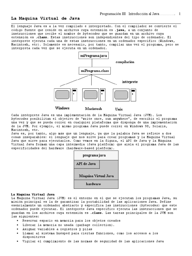Guia 1 Programacion Iii Introduccion Al Java Pdf Máquina Virtual De