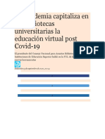 La Pandemia Capitaliza en Las Bibliotecas Universitarias La Educación Virtual Post Covid