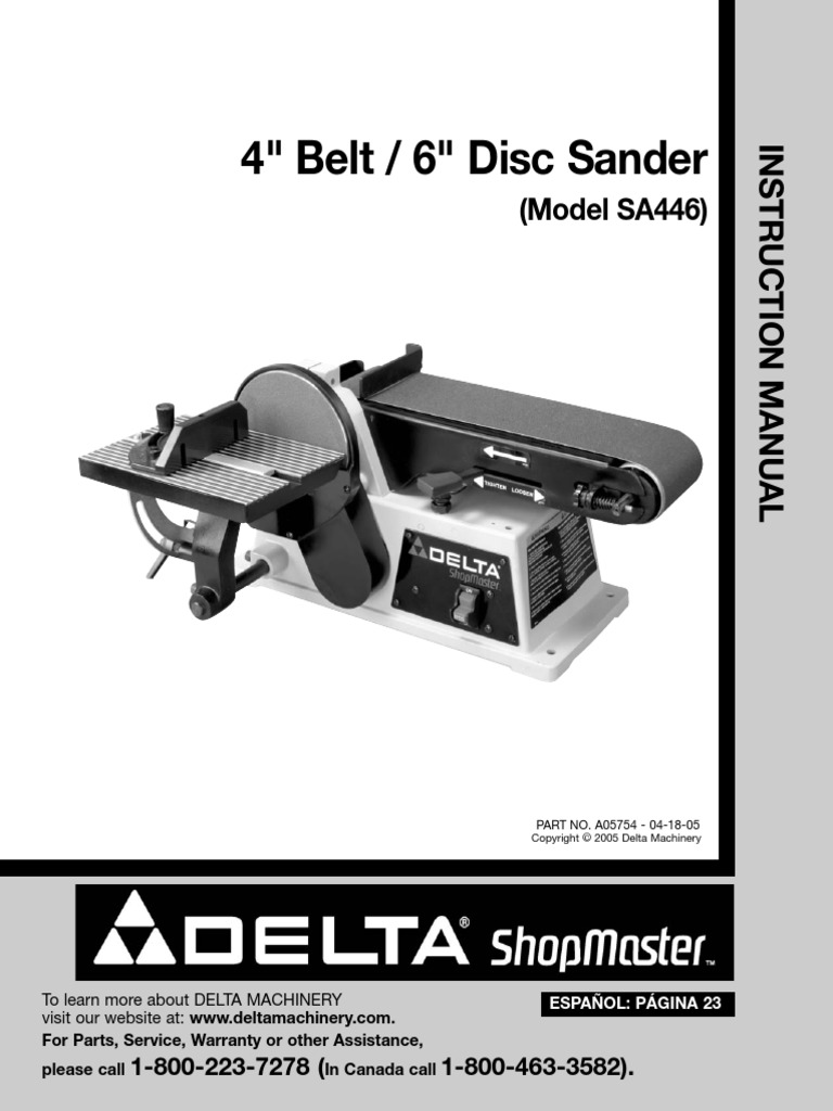 4" Belt / 6" Disc Sander (Model SA446) PDF Ac Power Plugs And