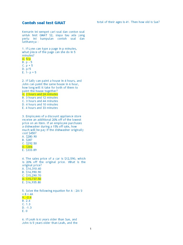 Latihan Soal Test Gmat Pdf Angle