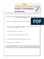 Questionário sobre Feira de Ciências e Tecnologias