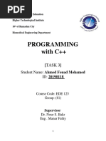 Programming With C++: (TASK 3)