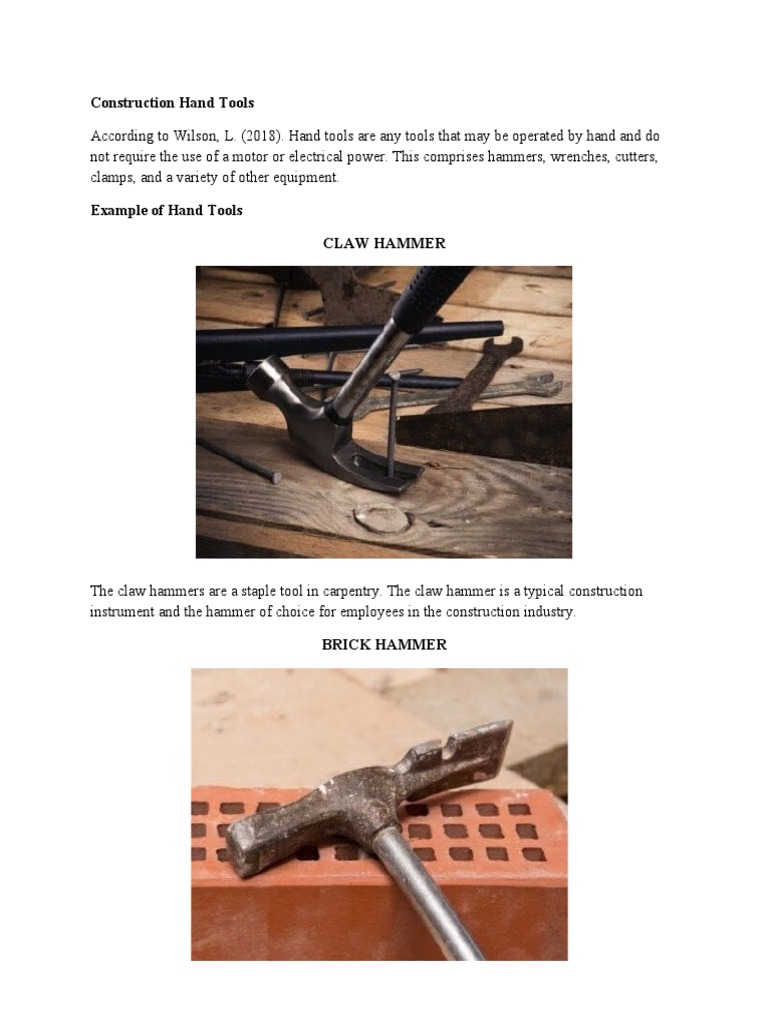Construction Tools PDF Tools Hammer