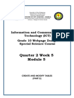 Quarter 2 Week 5: Information and Communications Technology (ICT) Grade 10 Webpage Design Special Science Course