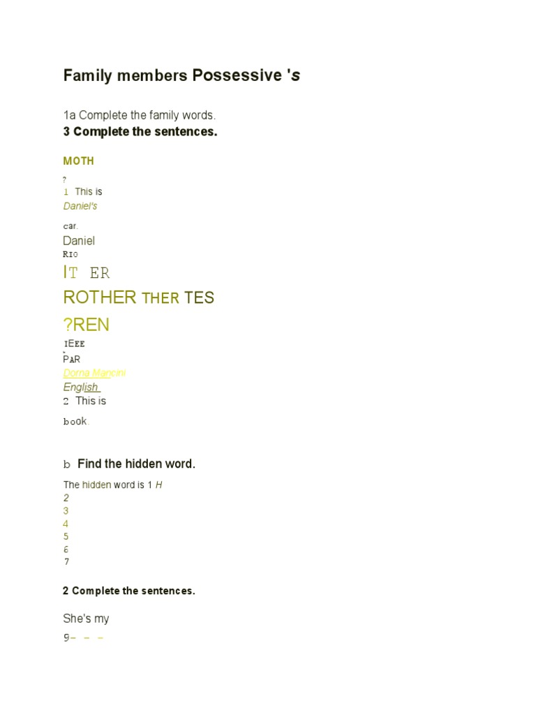 Family Possessives and Descriptions | PDF | Cognitive Science | Linguistics