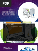 Unit I Introduction To Computers (INTRO To COMPUTING LEC)