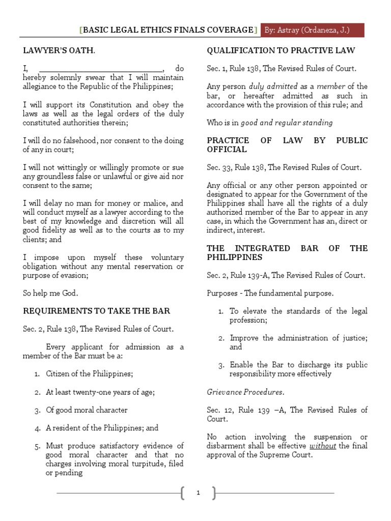 Basic Legal Ethics and Mandatory Continuing Legal Education