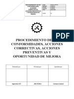 Procedimiento de no conformidades, acciones correctivas y preventivas