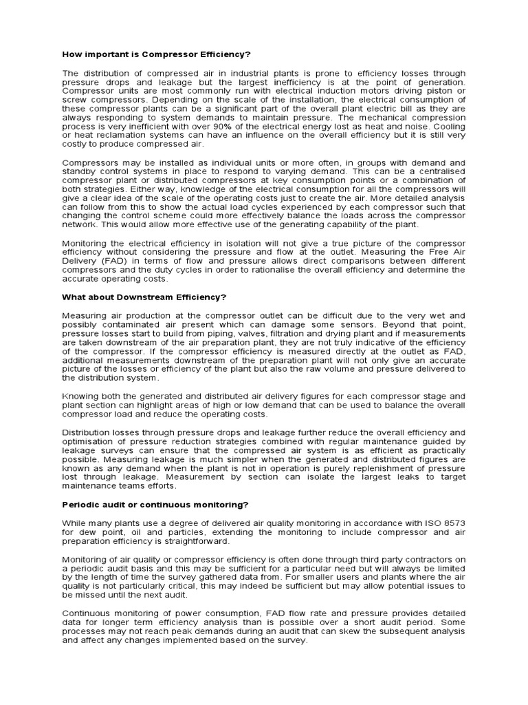 How Important Is Compressor Efficiency PDF Physical Quantities