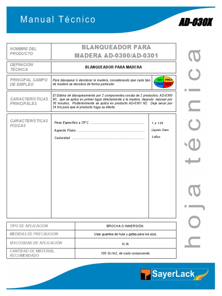 Lejía Para Madera BLANCA Contenido 2,5 Litros
