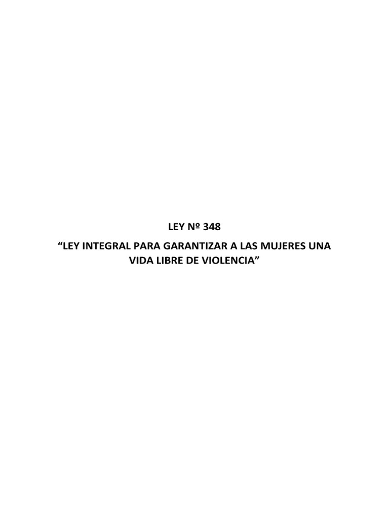 Ley 348: Protección Integral a Mujeres | PDF | La violencia contra las ...
