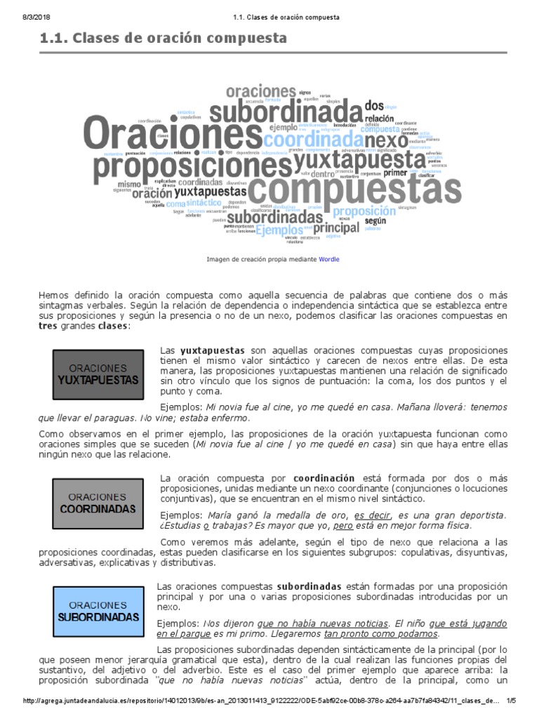 Tipos de Oraciones Compuestas | PDF | Oración (Lingüística) | Semántica