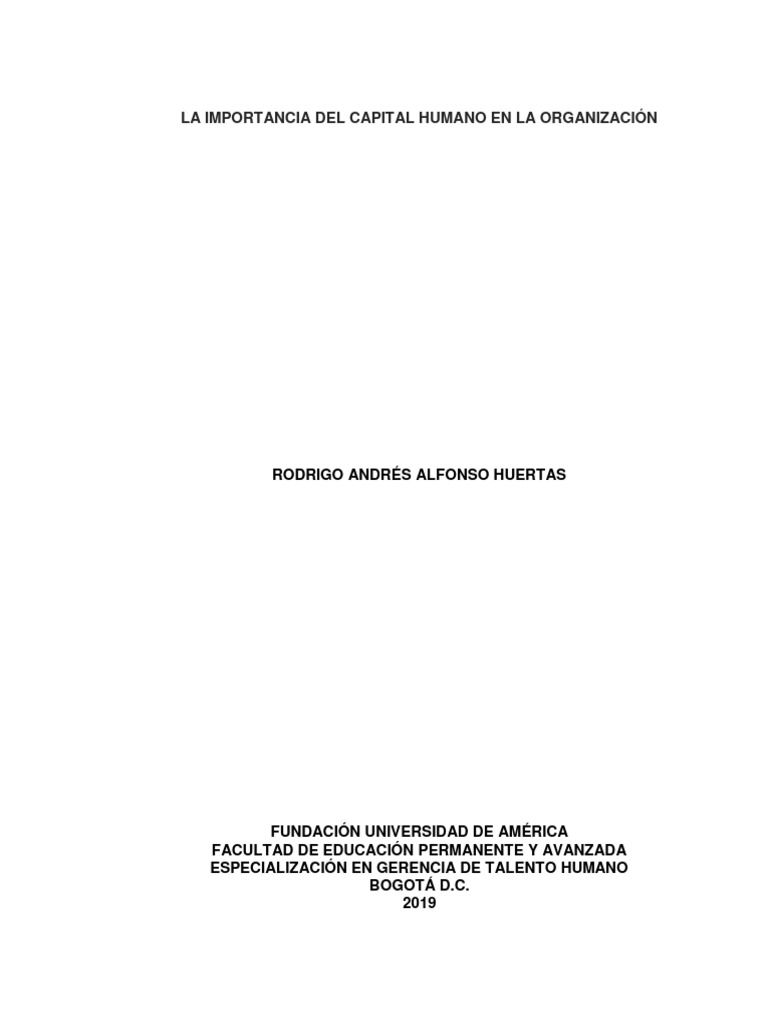 La Importancia Del Capital Humano En La Organización Pdf Gestión De