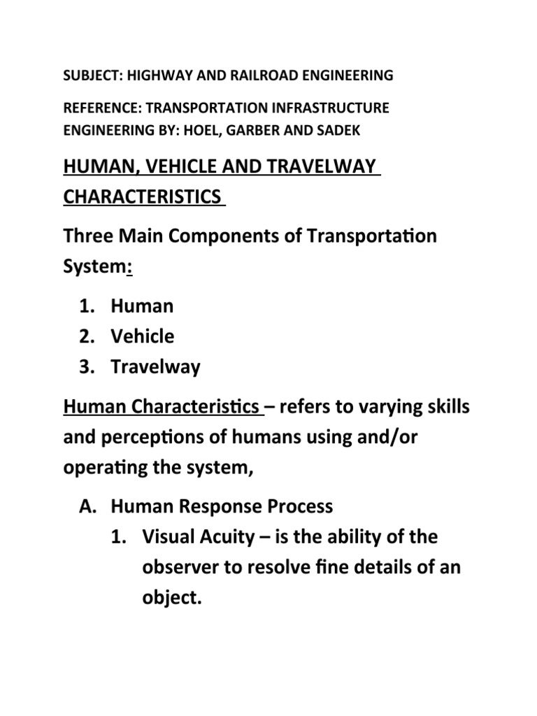 Subject Highway and Railroad Engineering Reference Transportation