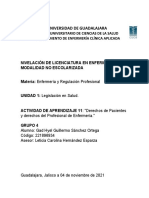 UNIDAD 1 Legislación en Salud ACTIVIDAD DE APRENDIZAJE 11 Derechos de Pacientes y Derechos Del Profesional de Enfermería