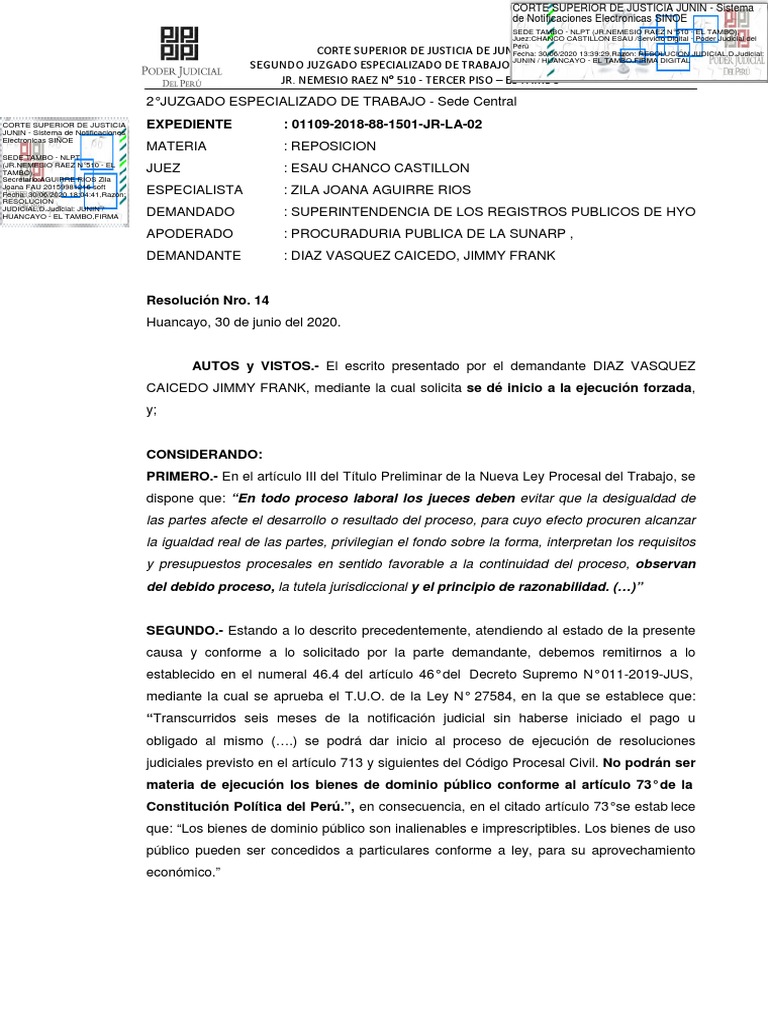 Ejecución Forzada en Proceso Laboral | PDF | Ley procesal | Sentencia (ley)