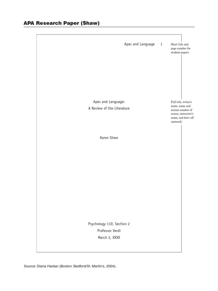 APA Style Paper Example PDF Chimpanzee Ape