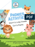English Phonics Short and Long Vowels Cut and Paste