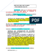 Objeción dictamen pericial error grave CPA