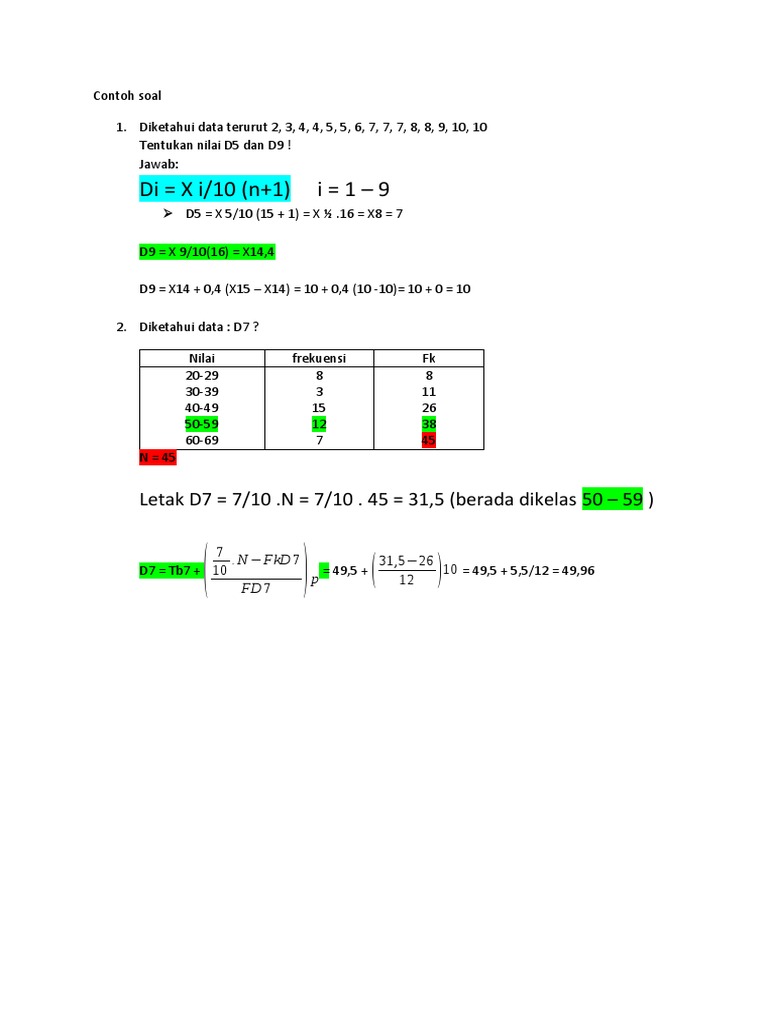 Contoh Soal Desil 2 | PDF