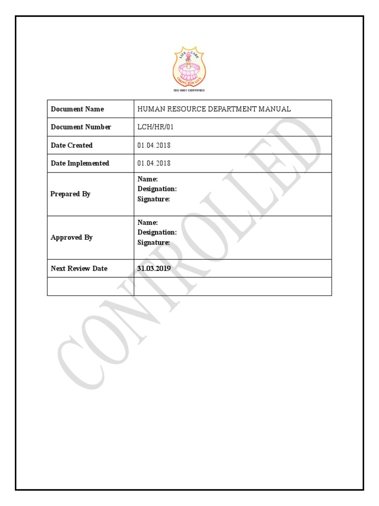Document name document number date created date implemented name 