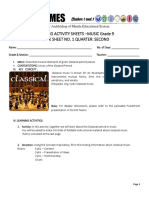 Rcames: Learning Activity Sheets - Music Grade 9 Work Sheet No. 1 Quarter: Second