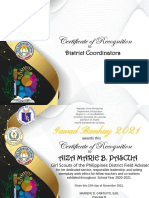 Certificate of Recognition: District Coordinators