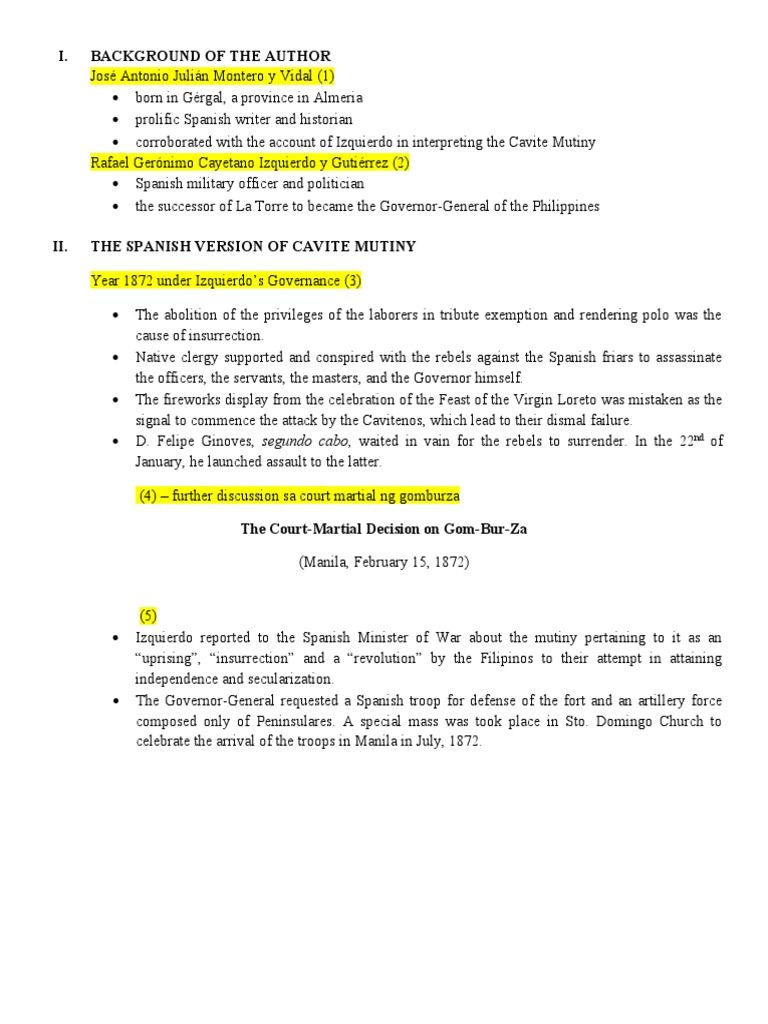 Cavite Mutiny Spanish Version 1 PDF Philippines Spanish