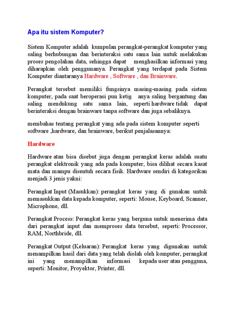 Apa Itu Sistem Komputer | PDF