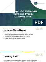 Laro NG Lahi: Patintero, Tumbang Preso, Luksong Tinik: Lesson 9