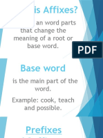 What Is Affixes?: Affixes An Word Parts That Change The Meaning of A Root or Base Word