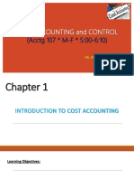 Cost Accounting and Control: (Acctg 107 M-F 5:00-6:10)