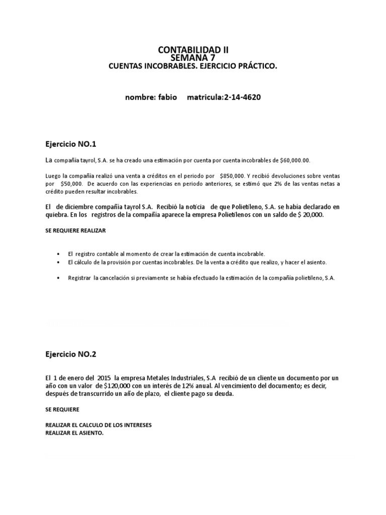 TAREA SEMANA 7 Listo Contabilidad | PDF | Finanzas y dinero