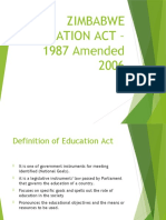 ZIMBABWE EDUCATION ACT - 1987 Amended 2006