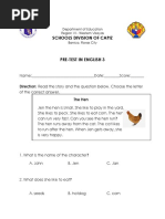 Schools Division of Capiz: Direction: Read The Story and The Question Below. Choose The Letter The Hen