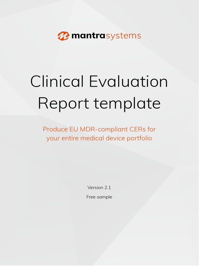 SAMPLEMantra SystemsClinical Evaluation Report Template v2.1 PDF